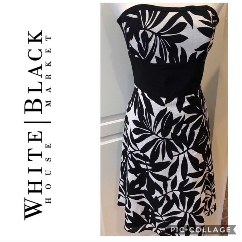 WHBM Black & White Strapless Dress